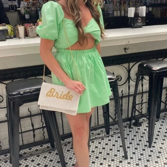 Beginning Boutique Cannes Mini Dress Apple Green Size 8 - Picture 2 of 6